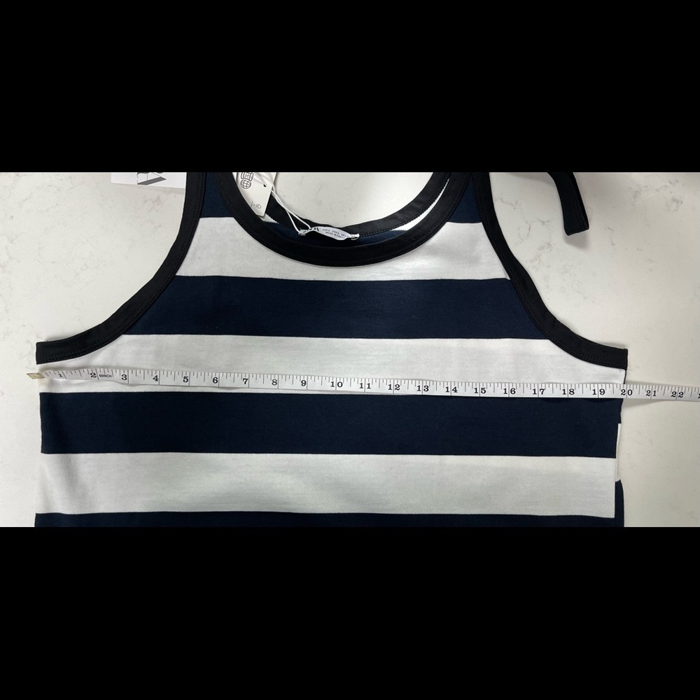 ZARA cotton dress skirt on the straps stripped Sz L & ribbed top combo Sz XL - Picture 10 of 16